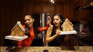 GingerBread House Challenge! VLOGMAS DAY 1 ( SHE CHEATED !!) | TheWickerTwinz