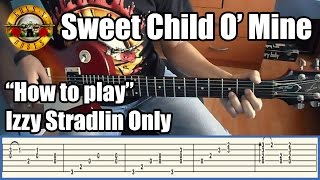 Video thumbnail of "Guns N' Roses Sweet Child O' Mine IZZY STRADLIN ONLY with tabs | Rhythm guitar"