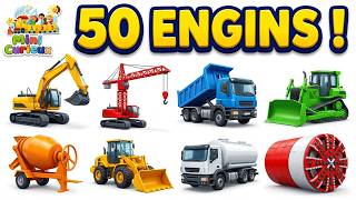 50 Engins De Chantier Pour Enfants Apprendre Le Français Véhicules De Construction Mini Curieux