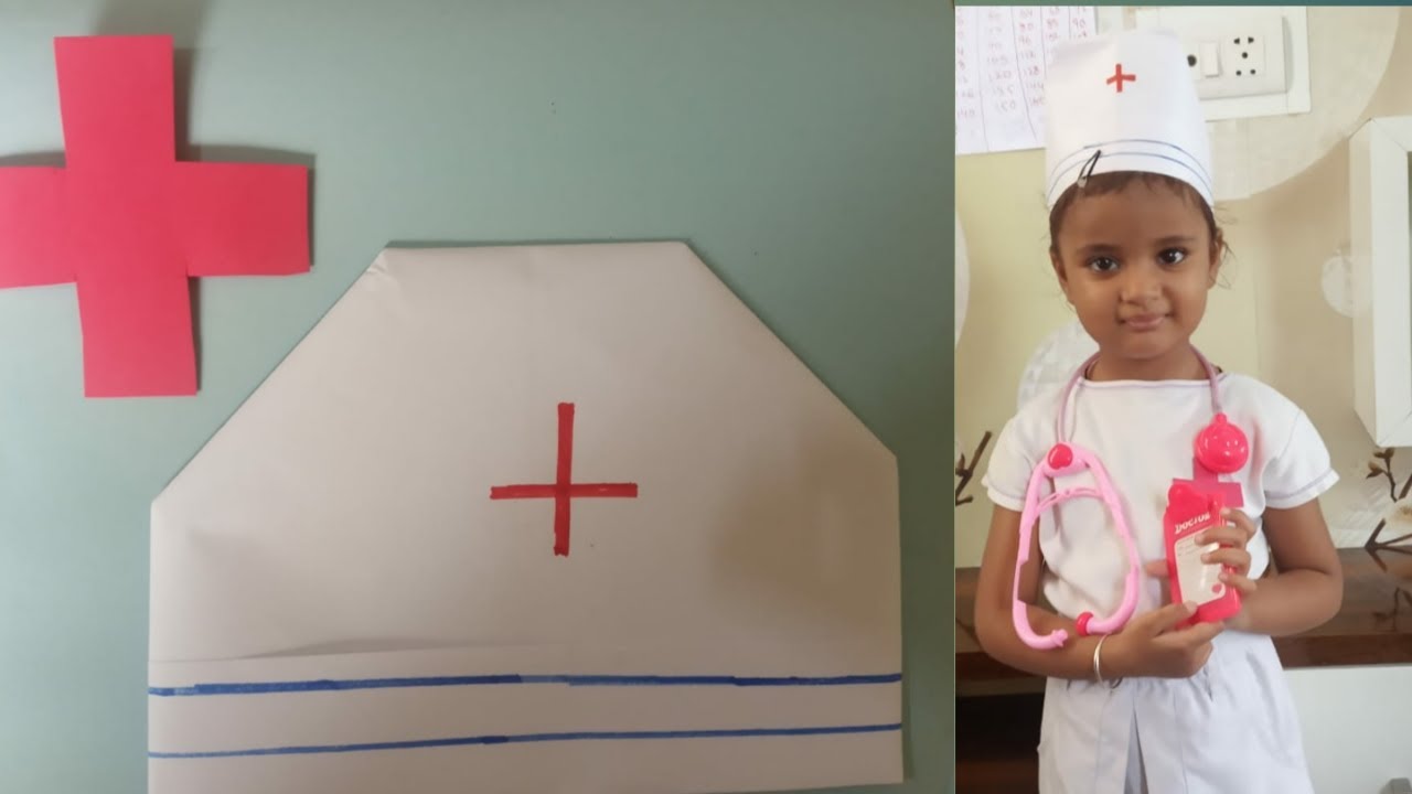 How to make nurse fancy dress.....DIY Nurse cap YouTube