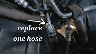 2012 Jeep Grand Cherokee most common power steering hose replacement procedure(replace one hose)