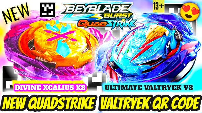 QR ULTIMATE VALTRYEK V8 DIVINE XCALIUS X8 ALL 2-PACK QR CODES BEYBLADE  BURST QUAD STRIKE 