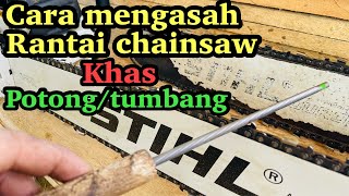 Cara mengasah mata rantai chainsaw#chainsaw stihl#ms382#rantai potong#rantai senso