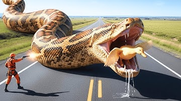 Heroic Rescue Team Saves Innocent Mother Duck from Giant Python Attack🐍