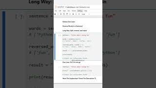 Python One-Liner: Reverse Words in a Sentence! 🔄📝 #PythonTips #CodingShorts