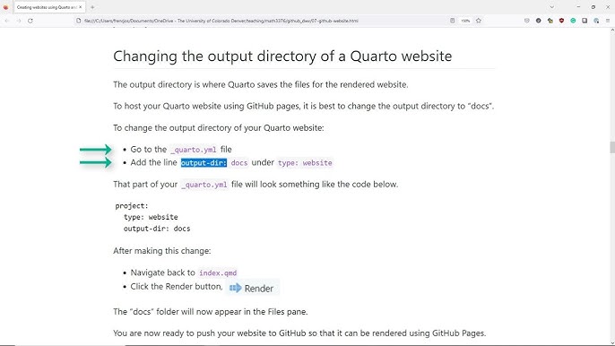 Creating a starter Quarto website 