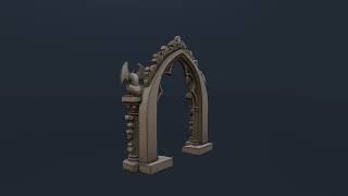 Low Poly Stylized Gothic Archway with Gargoyle Statues - Architecture 3D Model | Game Asset Showcase