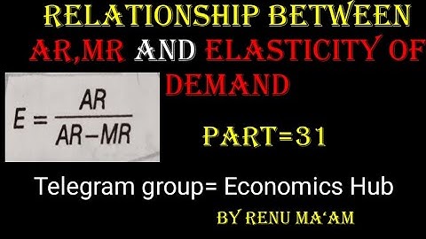 Relationship Between AR,MR and Elasticity of Demand (Part=31)