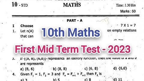 10th Maths | First Mid Term Test - 2023 model question paper