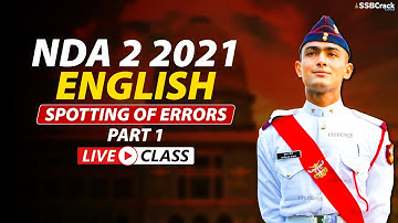 NDA 2 2021 | 500 Most Expected Questions in English | Spotting Of Errors Live Class | Part 1