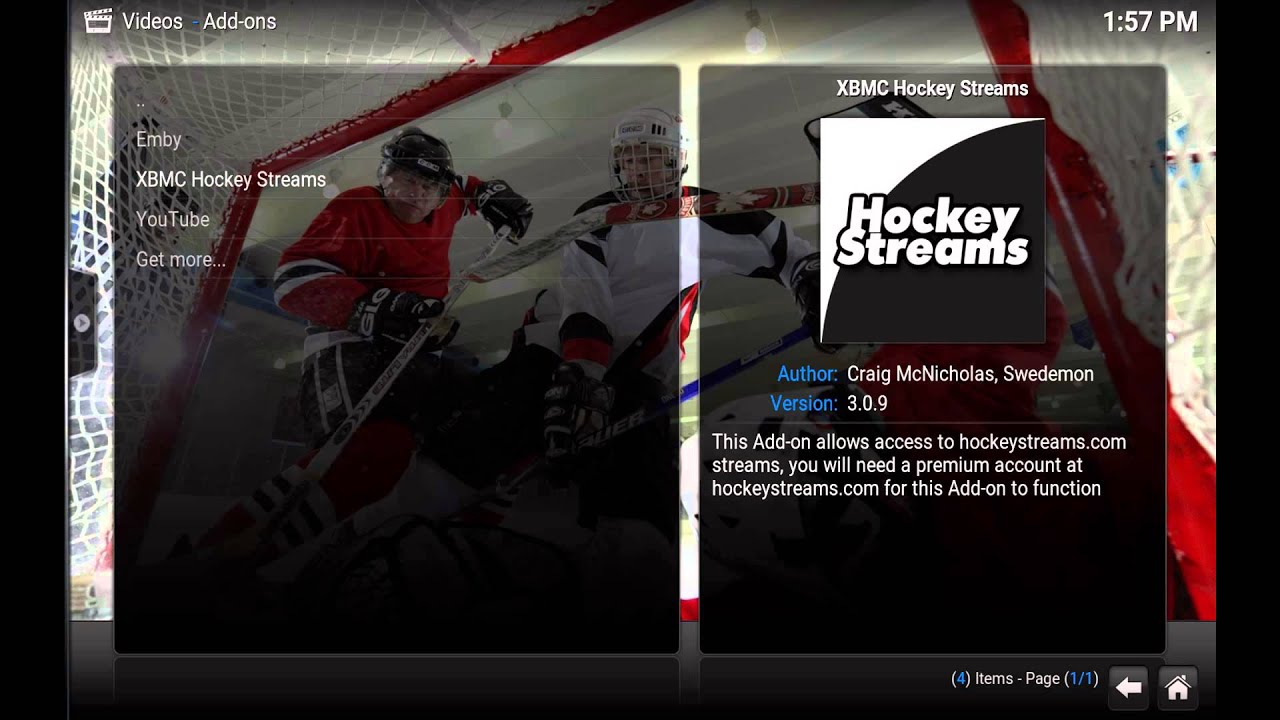 How To Install Hockeystreams in Kodi to get High Defintion live and on Demand hockey