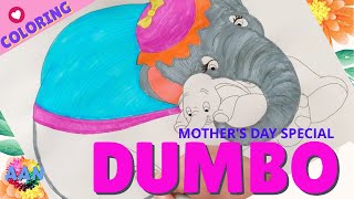 Dumbo Coloring Page | Mother’s Day Special Disney Mrs. Jumbo, Baby and Mom, Mother and Child, AAN