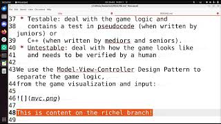 Basic GitHub workflow: modify README.md, on topic branch, using git