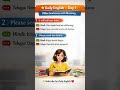 English Sentences with Hindi &amp; Telugu Meaning | Day 1