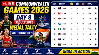 🏅 LIVE Commonwealth Games 2026 Medal Tally | Day 8 | All Countries | 31 July