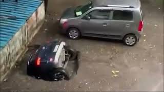 Автомобиль провалился под землю в Мумбаи, Индия 13 июня 2021 | Катаклизмы, климат, гнев земли
