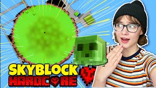 I built a MEGA TRAMPOLINE in Minecraft Skyblock HARDCORE #7