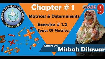 Mathematics class 9th| Chapter-1 Matrix and Determinants |Exercise 1.2