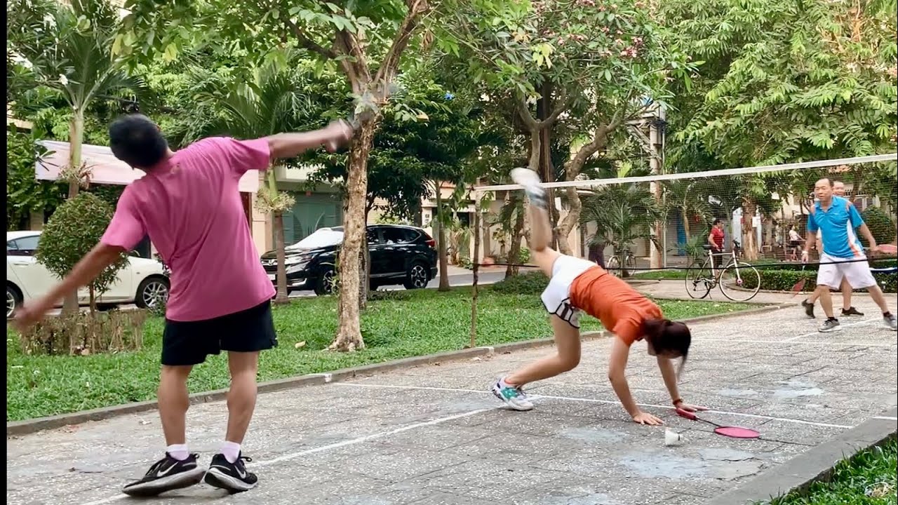 Play outdoor badminton 25 March 2024 | Mixed Doubles vs Men Doubles ...