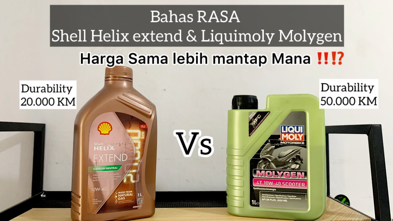 Shell helix extend 0W-40 vs Liquimoly Molygen Scooter | oli terbaik ...