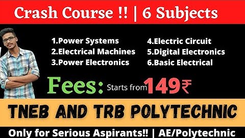 Crash Course for TECHNICAL EXAMS | EEE ECE EIE |TNEB,TNPSC AE,TRB Poly ,SSC JE,GATE,UPSC IES,TANCET