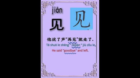Chinese character video card.见, Learn Chinese.中文，中国，再见，看见。