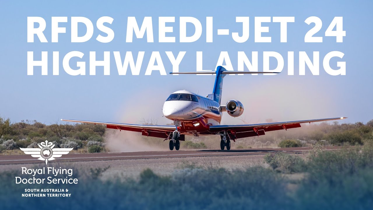 RFDS Medi-Jet 24 highway landing | RFDS SA/NT - YouTube