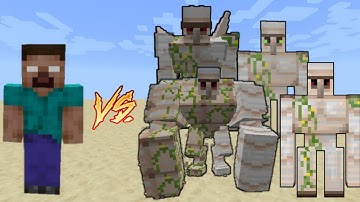Herobrine VS All Iron Golem / Minecraft Mob Battle