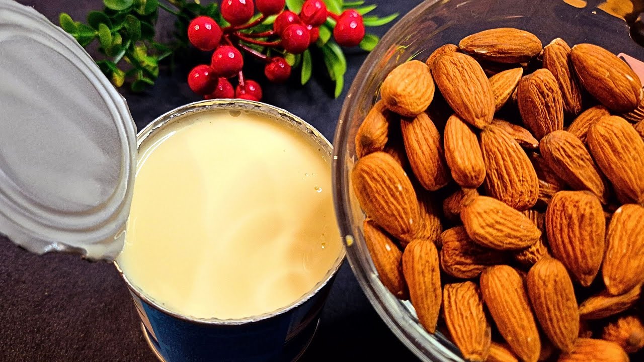 Just whisk the condensed milk and add some almonds