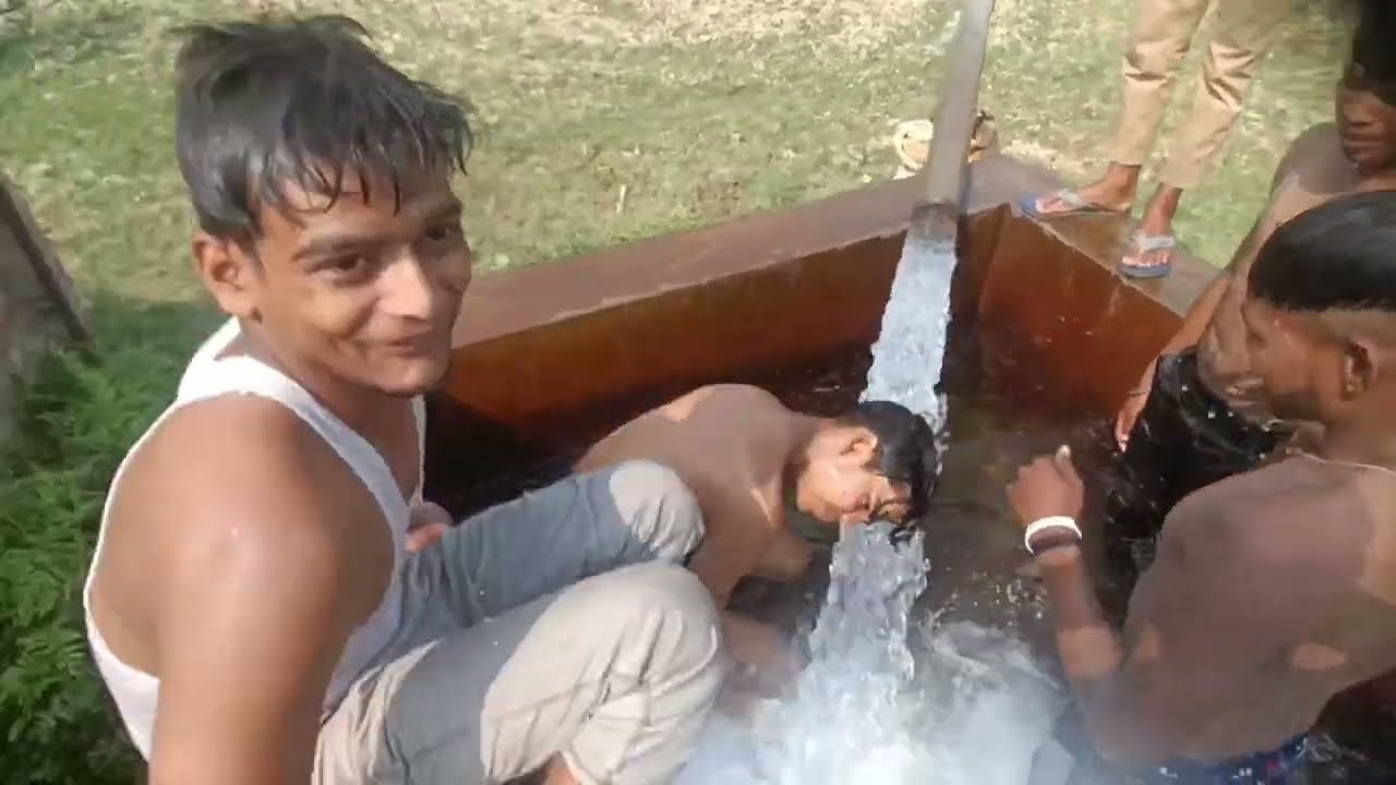 Indian boys bathing vlog tubewell swimming/fun with friends/🔥😜