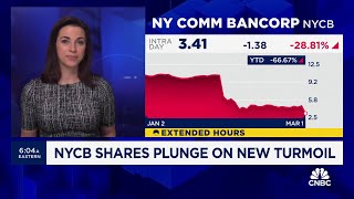 Shares of NYCB fall more than 20% after bank discloses ‘internal controls’ issue, CEO change