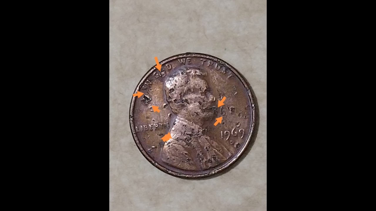 Moneda de EEUU one cents de dollar del año de 1969..con error letra D.