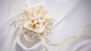 【折り紙くす玉】クリームみたい｜可愛いフラワーボールの作り方｜I Made A Cute Cream-Like Origami kusudama｜AyaWangPaper