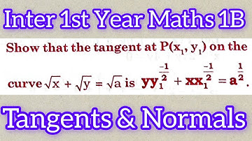 Inter 1st Year Maths 1B Tangents and Normals in telugu@maths naresh eclass
