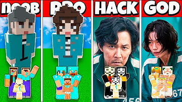 067 AND 456 SQUID GAME BUILD CHALLENGE - NOOB vs PRO vs HACKER vs GOD Minecraft Animation