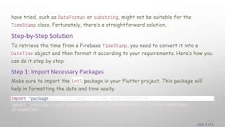 How to Retrieve Time from Firebase TimeStamp in Flutter