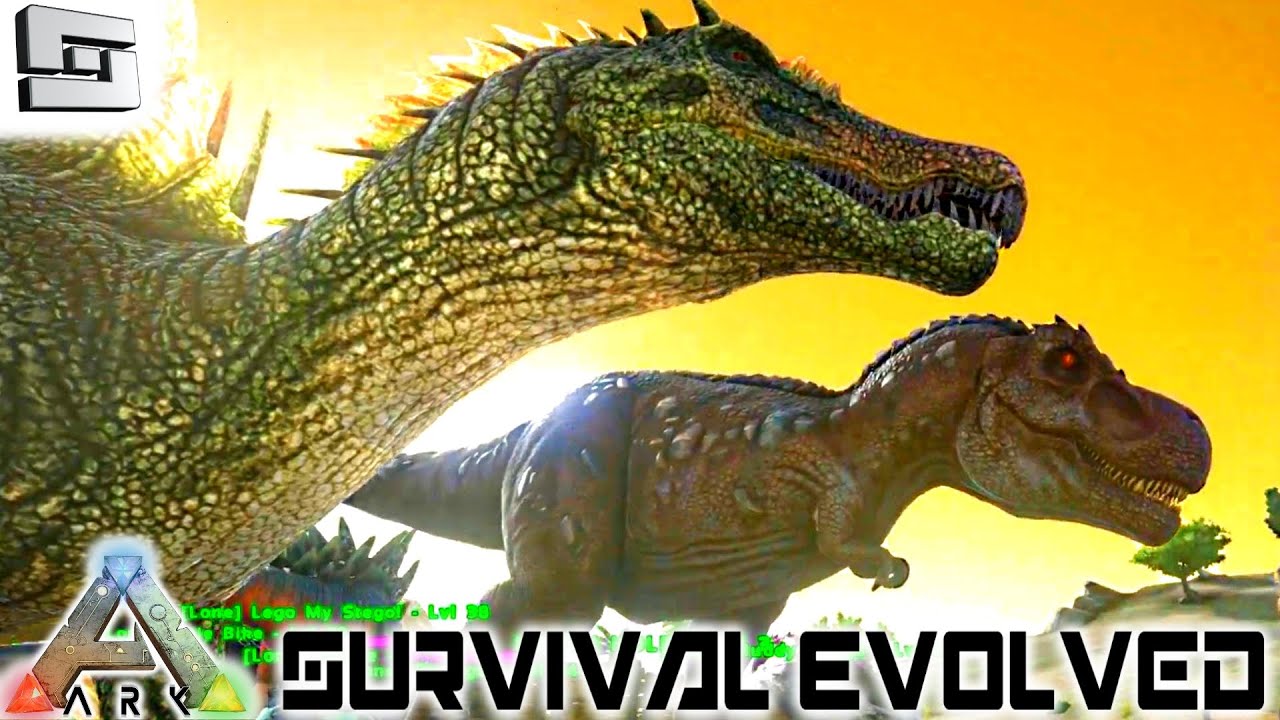 ark survival evolved tamed a trex and spinosaurus e13 gameplay