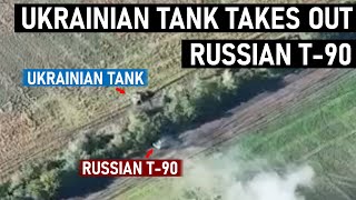 Ukrainian Tank Takes Out Russian T-90 at Point Blank!