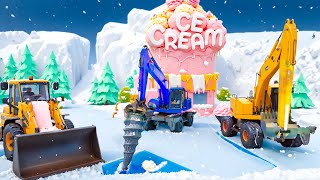 Snow Digging Surprise! Excavator Discovers Abandoned Mineral Mine 💎🚜  CONSTRUCTION VEHICLES