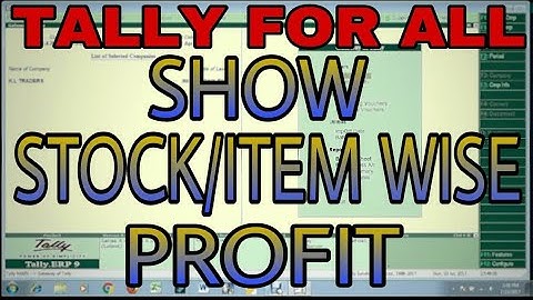 SHOW STOCK/ITEM-WISE PROFIT IN TALLY.ERP9
