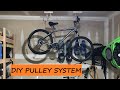 Easy DIY garage PULLEY SYSTEM for BIKE STORAGE