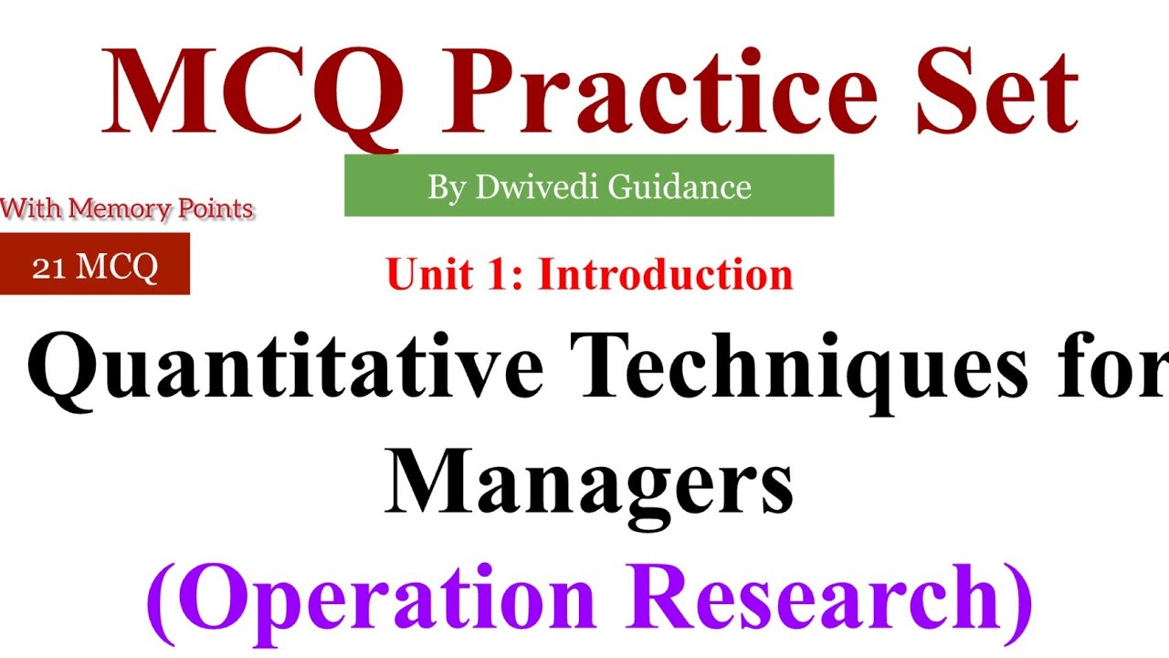 operations research is a mcq