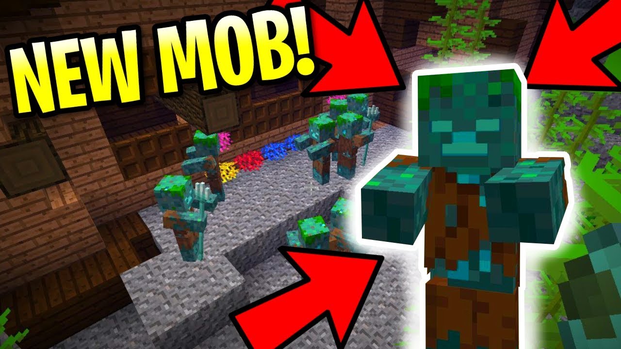 Minecraft 1.13 Aquatic Update NEW MOB!!!! "DROWNED" PE 