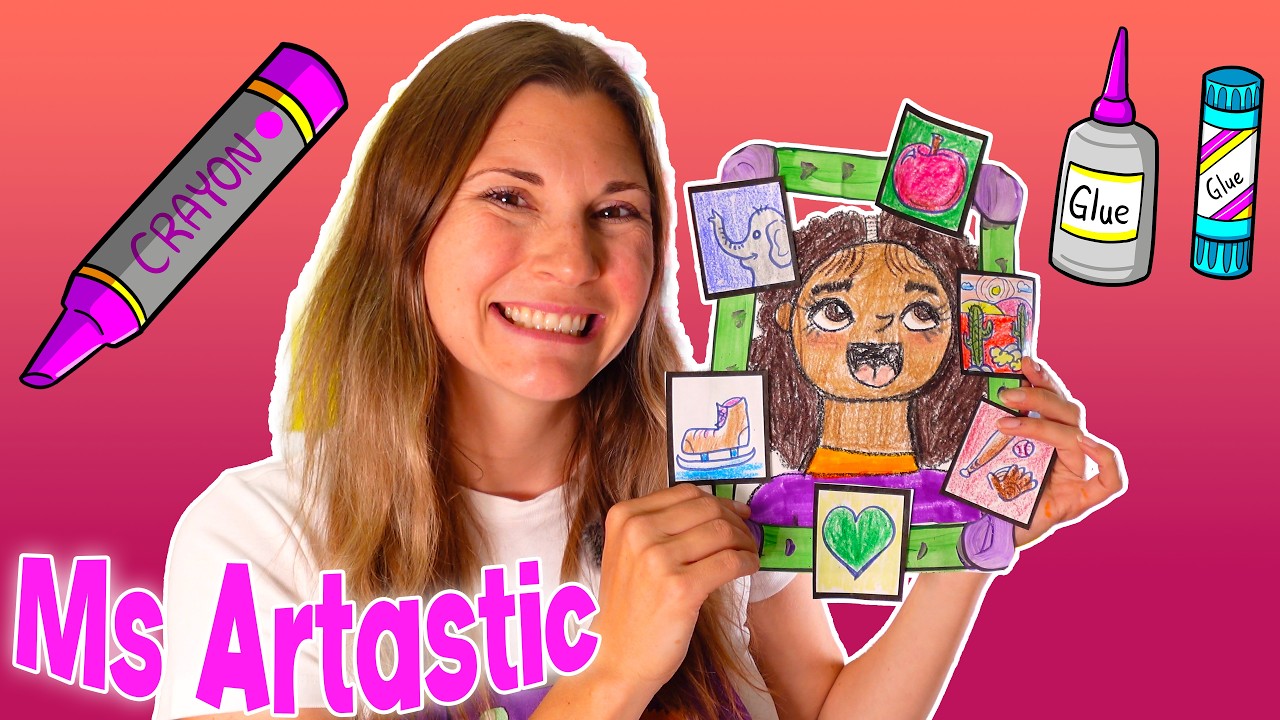 About Me Self Portrait Art Project for Kids | 1st Grade Favorite Things Lesson
