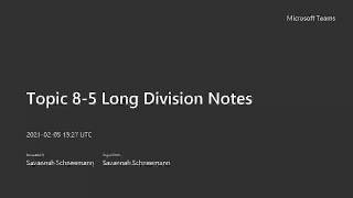 Topic 8-5 Long Division Notes