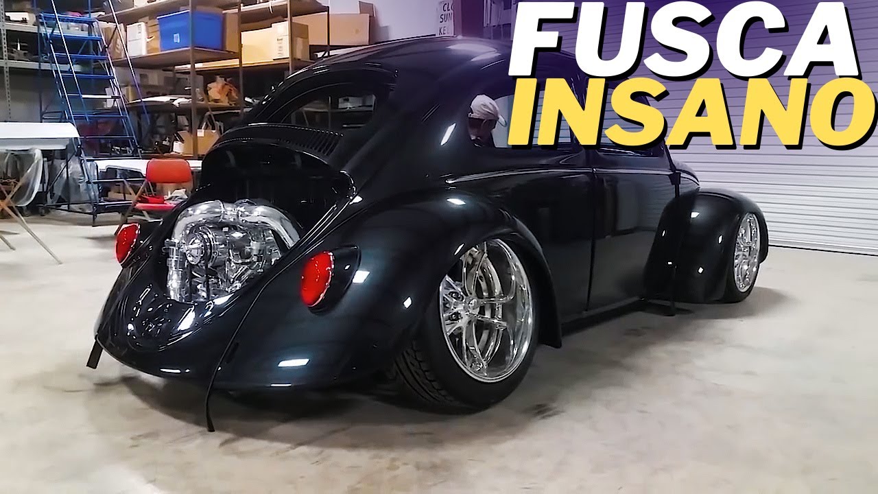 FUSCA PRETO MOTOR CROMADO TURBO, E COM UMAS RODAS ENORMES // CARROS ANTIGOS