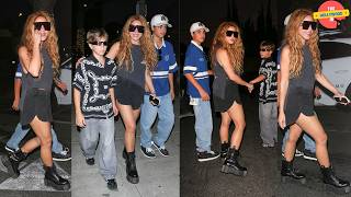¡SHAKIRA ES VISTA SALIENDO DEL RESTAURANTE MATSUHISA TRAS CENAR CON SUS HIJOS EN BEVERLY HILLS!