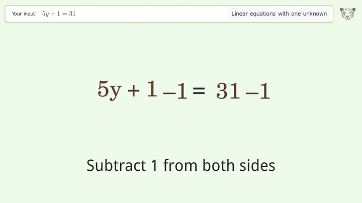 Linear equation with one unknown: Solve 5y+1=31 step-by-step solution