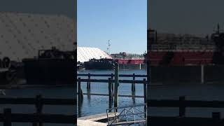 Reinaeur tugs and barges with ethanol and tug leave Chelsea Creek