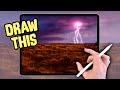 Ipad painting made easy  lightning storm landscape procreate tutorial